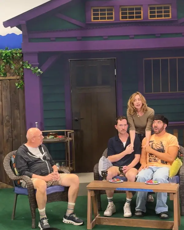 Dann Florek, Jamie Pierce, Sharon Lawrence and Matthew Scott Montgomery in rehearsal