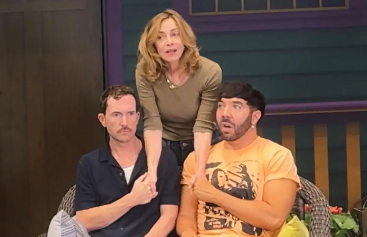 Jamie Pierce, Sharon Lawrence and Matthew Scott Montgomery in rehearsal